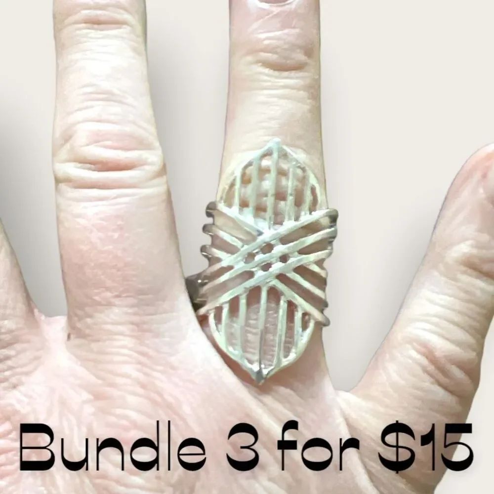 Bundle Sale 3 for $15 | Size 9 Silver Tone Statement Ring
